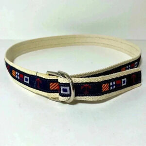 Vintage Alynn Neckwear Men’s Nautical Multicolored Themed Canvas Belt Size L